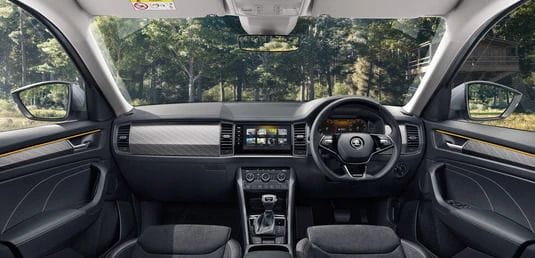 Škoda car interior with sleek dashboard design
