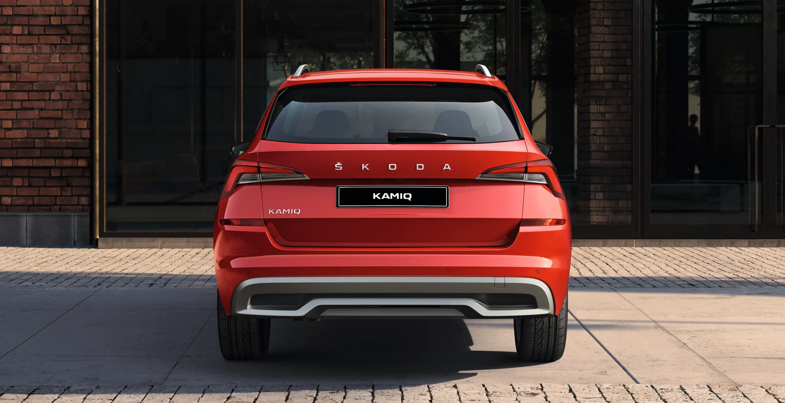 Red Color Skoda Kamiq Back View