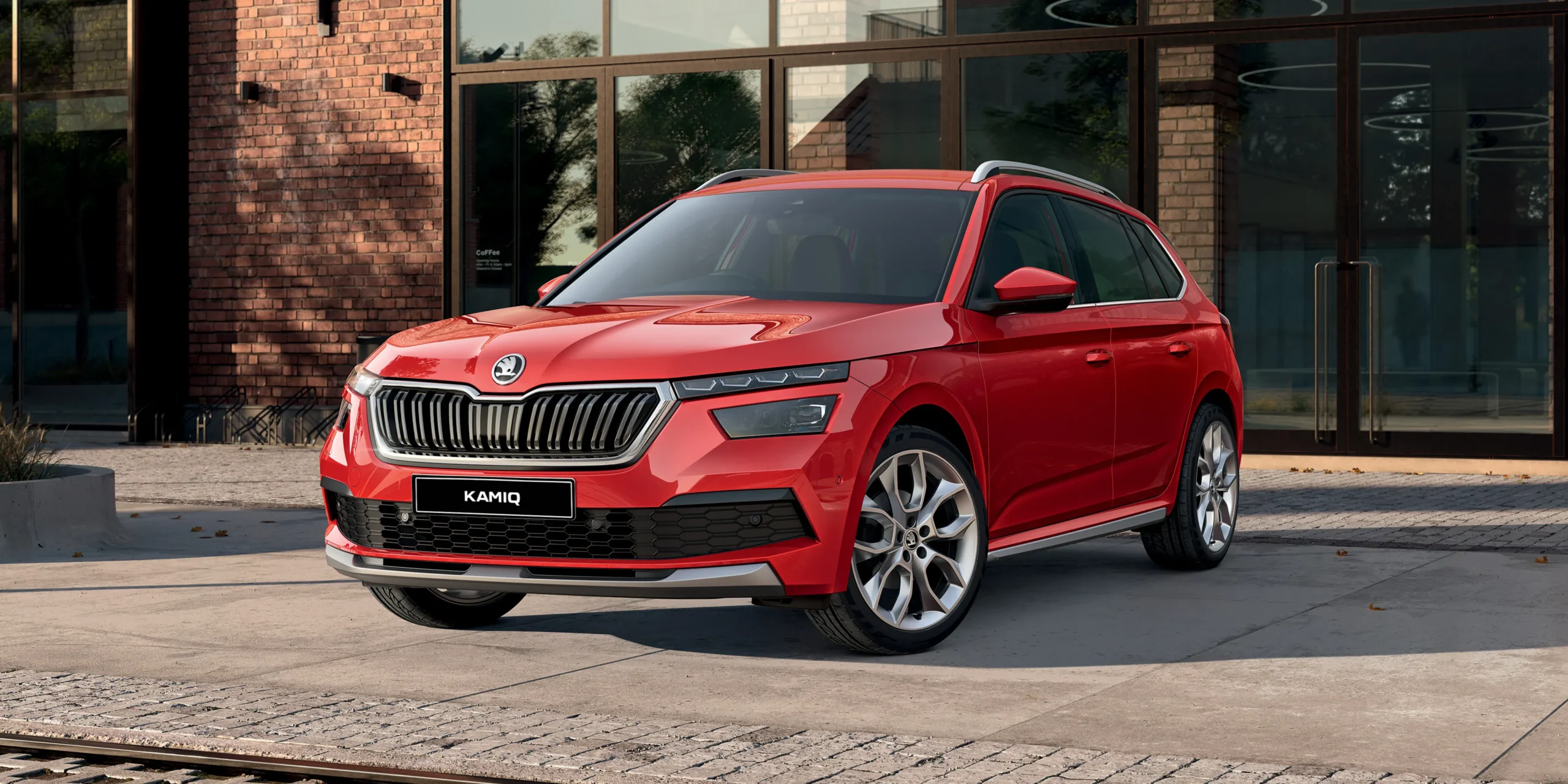 Red Color Skoda Kamiq Exterior Side View